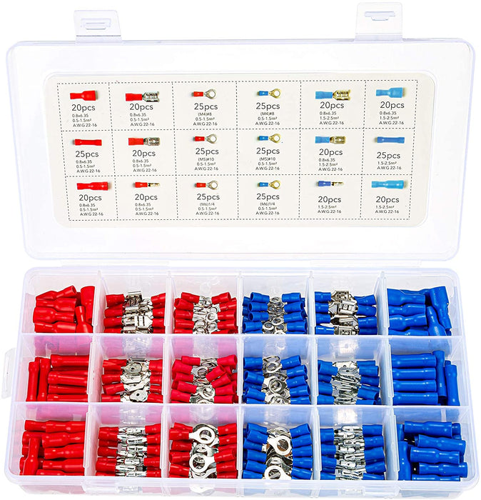 Kabelschuhe Set, Eventronic 400pcs Kabelschuhe Sortiment Quetschverbinder Set Elektrische Steckverbinder Kabelschuh Steckverbinder