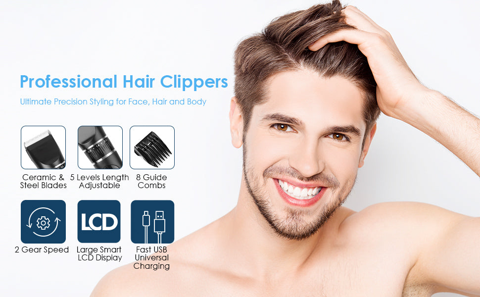 Haarschneidemaschine Profi, Langhaarschneider Haarschneider Herren, Elektrisch Keramikklingen Haarklipper Barttrimmer