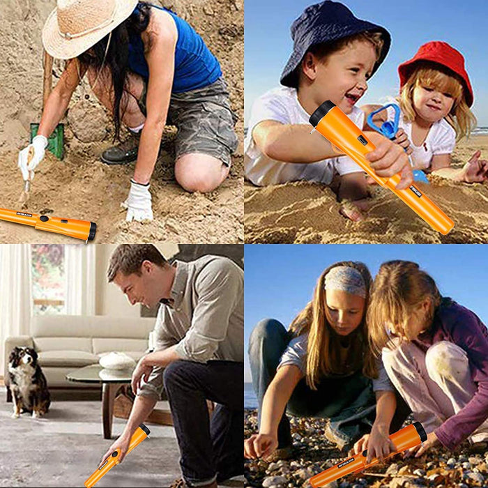 Tragbar Metallsuchgerät, Metallpointer Metalldetektor Metall Pin Pointer IP66 Wasserdichter eingebautem LED Indicator/Alarm Licht/ 360° Scan/Holster