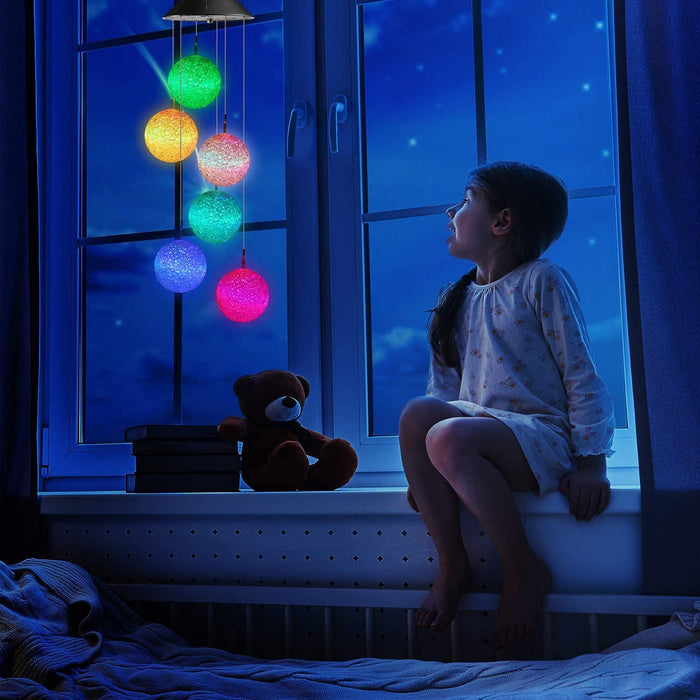 Windspiele für Draußen, LED Kugle Solar Windspiele Farbwechsel, Solarbetriebene Gartenlampe Hängeleuchte für Garten Baum Terrasse Deck Hof Rasen