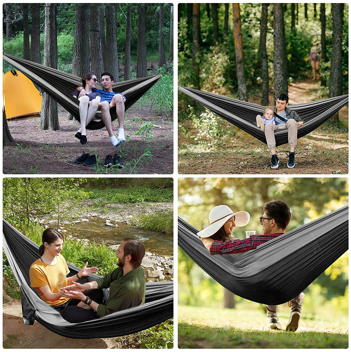 Hängematte Outdoor Ultraleicht mit Seilabdeckungen,300kg Tragkraft Hammock (300x200 cm),Atmungsaktiver, Schnell Trocknender Nylon Fallschirm