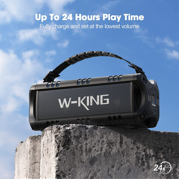 Bluetooth Lautsprecher, W-KING 30W Tragbarer Musikbox, 5000mAh Batterie, 24-Stunden Akkulaufzeit, Wasserdicht Bluetooth Speaker Box mit Bass