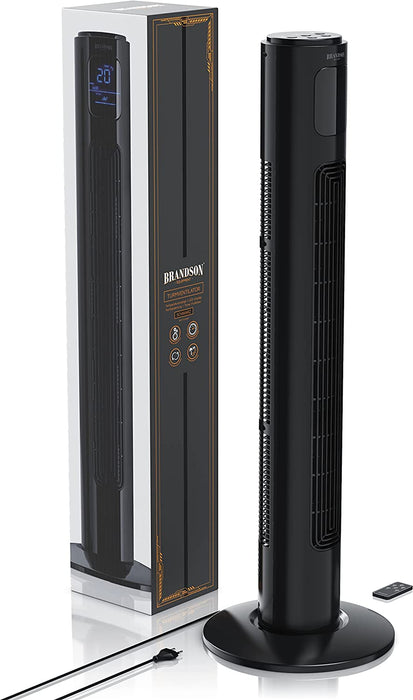 Turmventilator mit Fernbedienung 96 cm - Testsieger - mobiler Lüfter leise - Standventilator mit Oszilation - 3 Geschwindigkeiten 4 Lüftungs-Modi 
