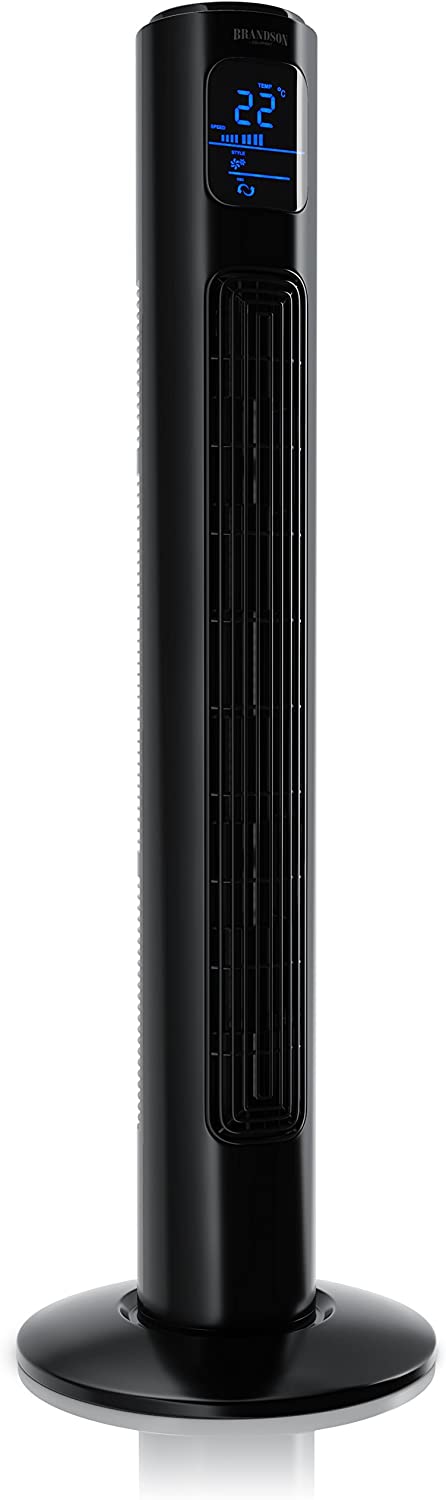 Turmventilator mit Fernbedienung 96 cm - Testsieger - mobiler Lüfter leise - Standventilator mit Oszilation - 3 Geschwindigkeiten 4 Lüftungs-Modi 