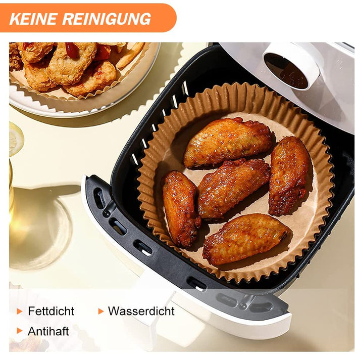 Backpapier Airfryer Rund Antihaft-Einweg Wasserdicht Ölfest Nicht Porös Pergamentpapier Backpapier für Heißluftfritteuse Bratpfanne Ofen Mikrowelle