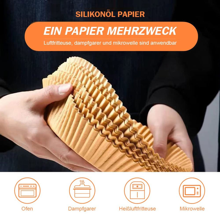 Backpapier Airfryer Rund Antihaft-Einweg Wasserdicht Ölfest Nicht Porös Pergamentpapier Backpapier für Heißluftfritteuse Bratpfanne Ofen Mikrowelle