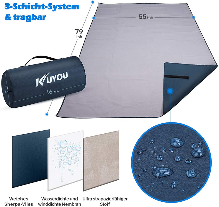 Camping Decke, Stranddecke Sanft Sandabweisende Campingdecke, Warm Outdoor Picknickdecke Fleece 200 x 140 cm - für Camping, Outdoor, Picknicks