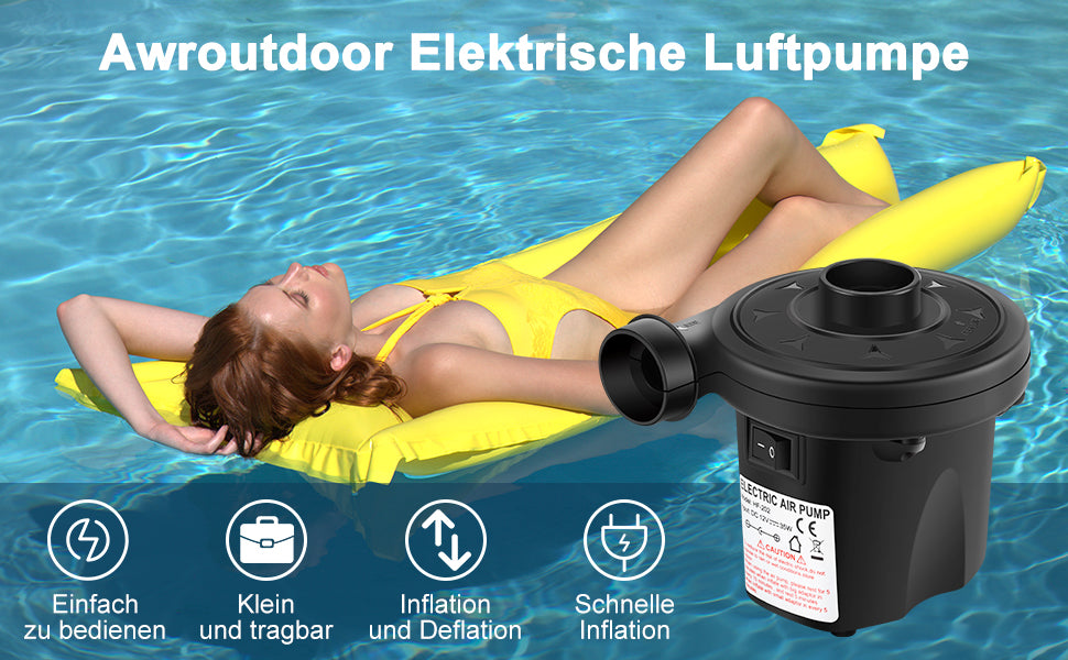 Elektrische Luftpumpe Luftmatratze Elektropumpe 2 in 1 Inflate und Deflate für Bett Pools Boote Floß Luftmatratzen aufblasbares Spielzeug