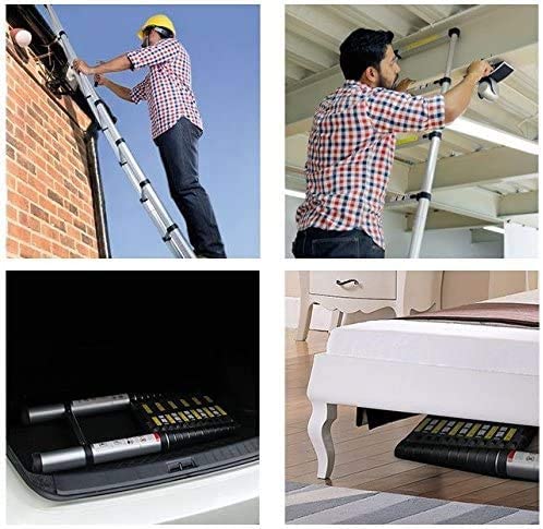 3,8M Teleskopleiter, Rutschfester Klappleiter Stehleiter Mehrzweckleiter aus hochwertiges Aluminium, 150 kg/330 Pfund Belastbarkeit, Schwarz