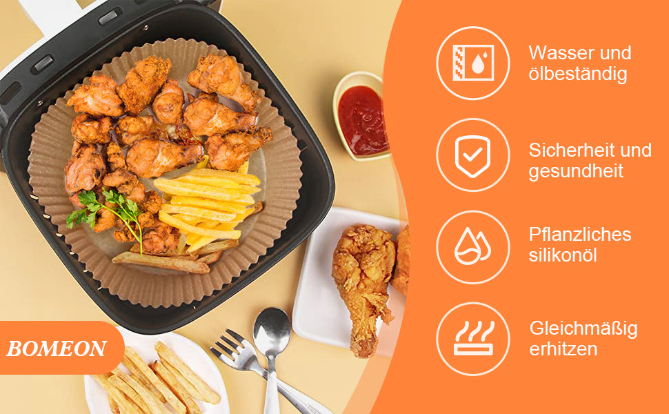 Backpapier Airfryer Rund Antihaft-Einweg Wasserdicht Ölfest Nicht Porös Pergamentpapier Backpapier für Heißluftfritteuse Bratpfanne Ofen Mikrowelle