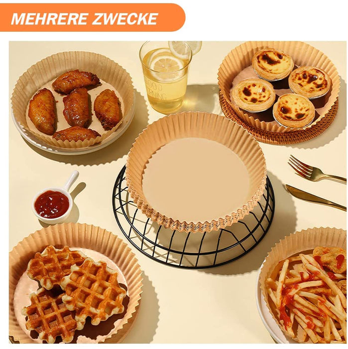 Backpapier Airfryer Rund Antihaft-Einweg Wasserdicht Ölfest Nicht Porös Pergamentpapier Backpapier für Heißluftfritteuse Bratpfanne Ofen Mikrowelle