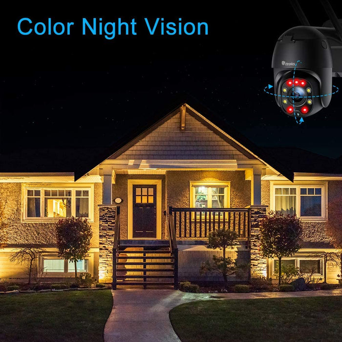 5X Optischer Zoom Überwachungskamera Aussen WLAN, Ctronics Dome PTZ WiFi IP Kamera Outdoor mit Mensch Bewegungsmelder, Automatische Verfolgung