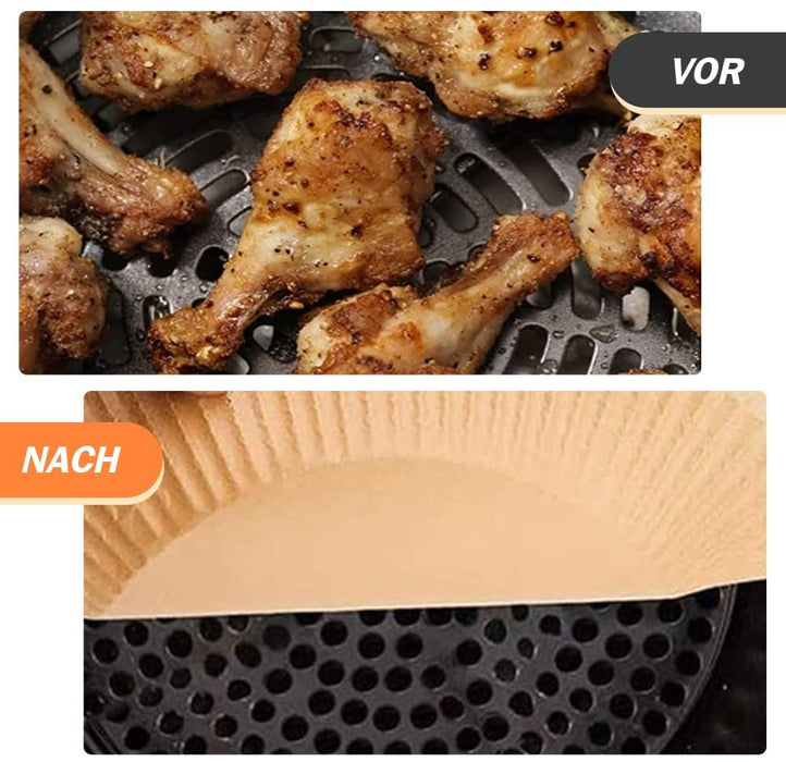 Backpapier Airfryer Rund Antihaft-Einweg Wasserdicht Ölfest Nicht Porös Pergamentpapier Backpapier für Heißluftfritteuse Bratpfanne Ofen Mikrowelle
