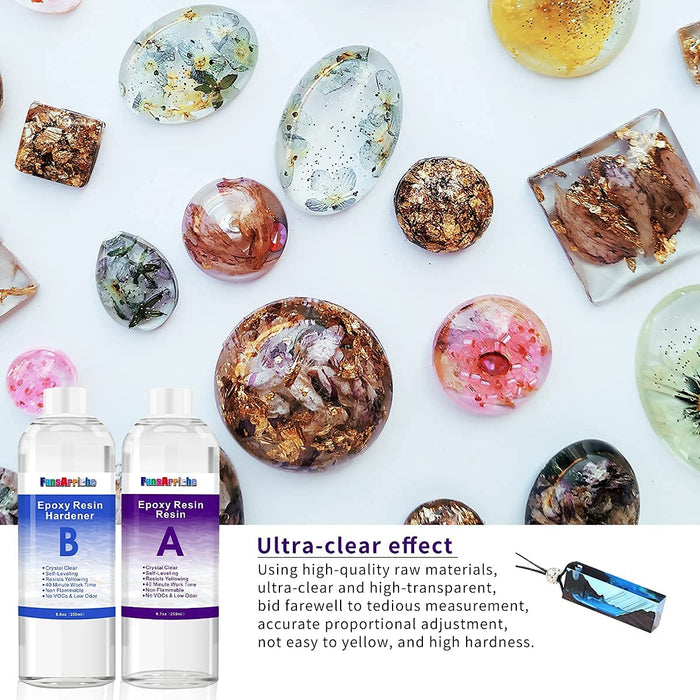 Epoxidharz 500ml/18.5oz Glasklar Epoxidharz für Guss und Beschichtung, Transparentes 1: 1 Verhältnis für Holz, Schmuckherstellung, Malerei