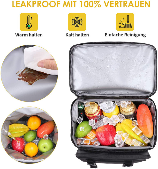 45L Kühltasche, Picknickrucksack, Lunchtasche, Thermotasche, Isolierrucksack für Lebensmitteltransport, Rucksack schwarz