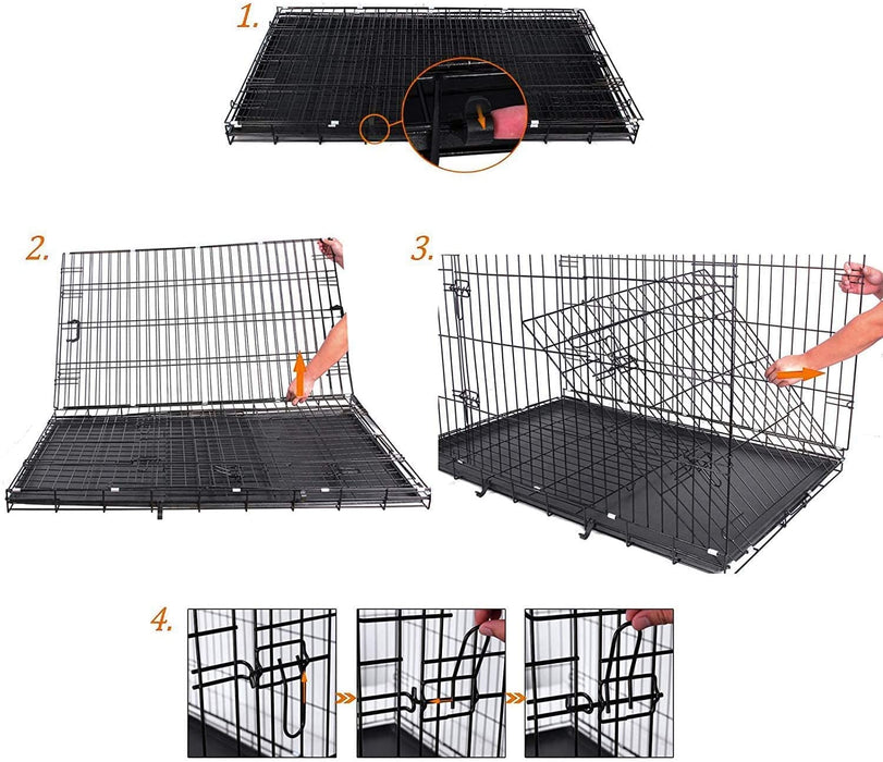 Hundekäfig, Hundebox, klappbar, 107 x 70 x 77,5 cm, schwarz