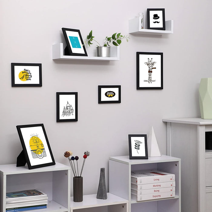 Bilderrahmen, 10-er Set Fotorahmen - 2 STK. 20 x 25 cm, 4 STK. 13 x 18 cm und 4 STK. 10 x 15 cm, aus Holzfaserplatten, Weihnachten, schwarz