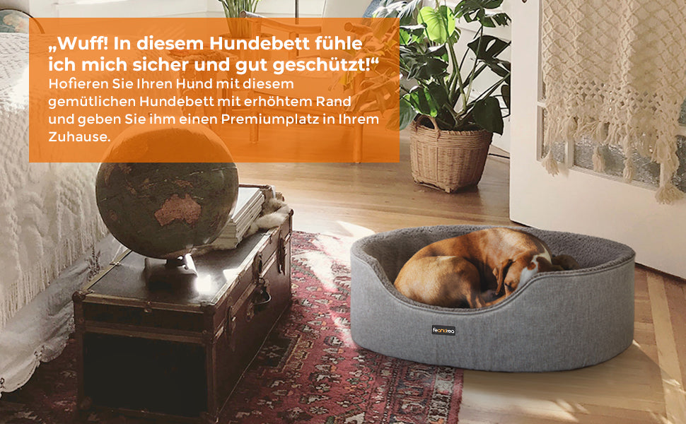 Hundebett, Hundekorb, Wendekissen, 73 x 60 x 27 cm, grau