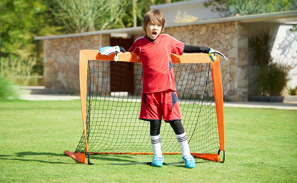 Fußballtor für Kinder, 2er Set, tragbar und faltbar, Garten, Park, Strand, Haltestangen aus Glasfaserstäben