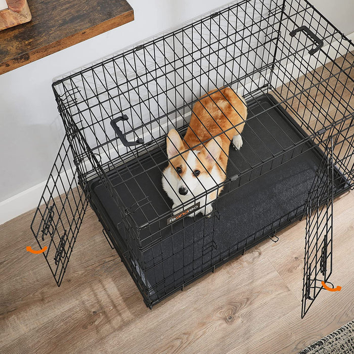 Hundekäfig, Hundebox, klappbar, 92,5 x 57,5 x 64 cm, schwarz