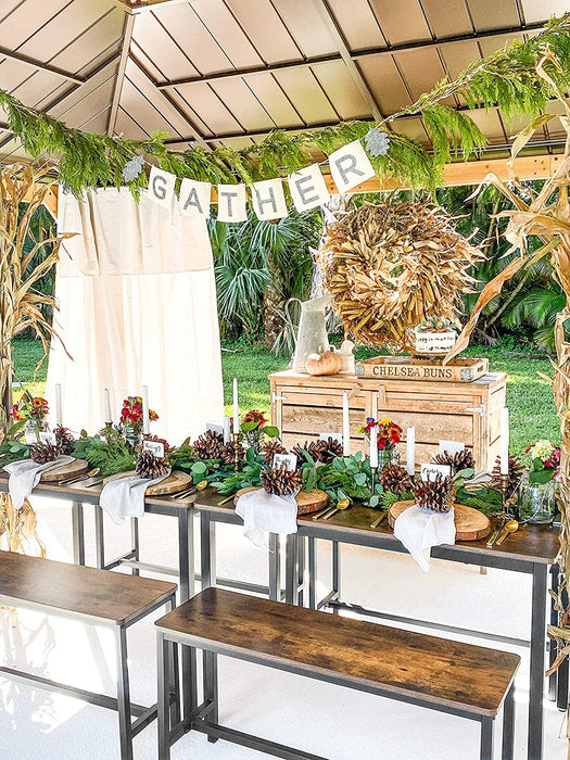 Esstisch, Küchentisch-Set, 110 x 70 x 75 cm, mit 2 Bänken je 97 x 30 x 50 cm, Metallgestell, für Küche, Wohnzimmer, Esszimmer, Industrie-Design