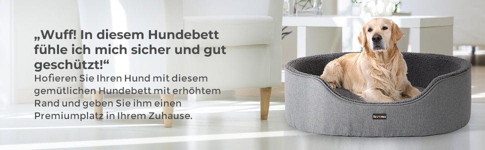 Hundebett, Hundekorb, Wendekissen, 92 x 72 x 28 cm, grau