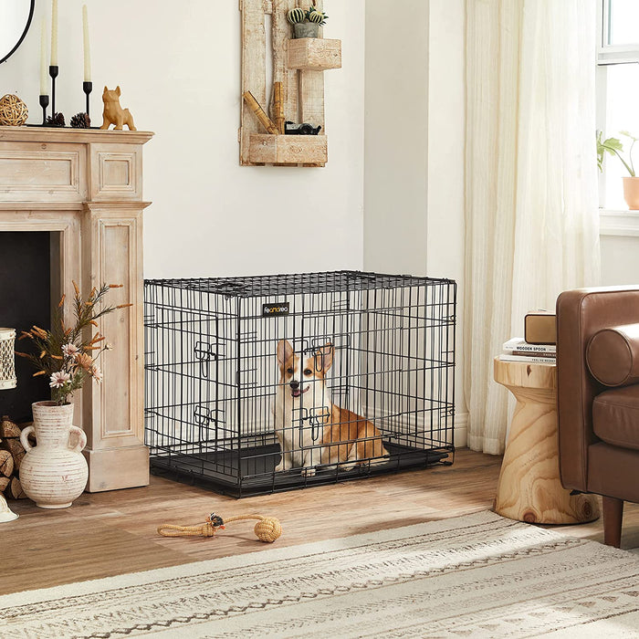 Hundekäfig, Hundebox, klappbar, 92,5 x 57,5 x 64 cm, schwarz