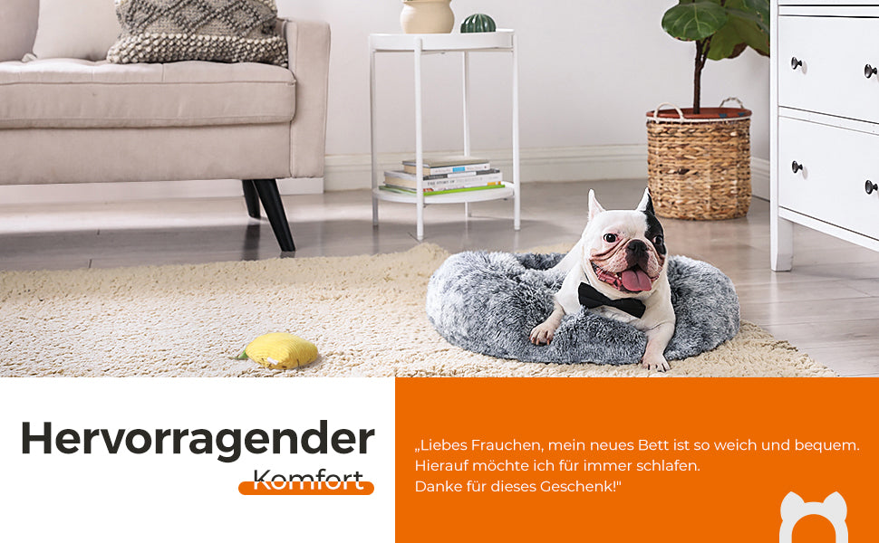 Hundebett, Katzenbett, weiche PV-Samtoberfläche, 60 cm, grau