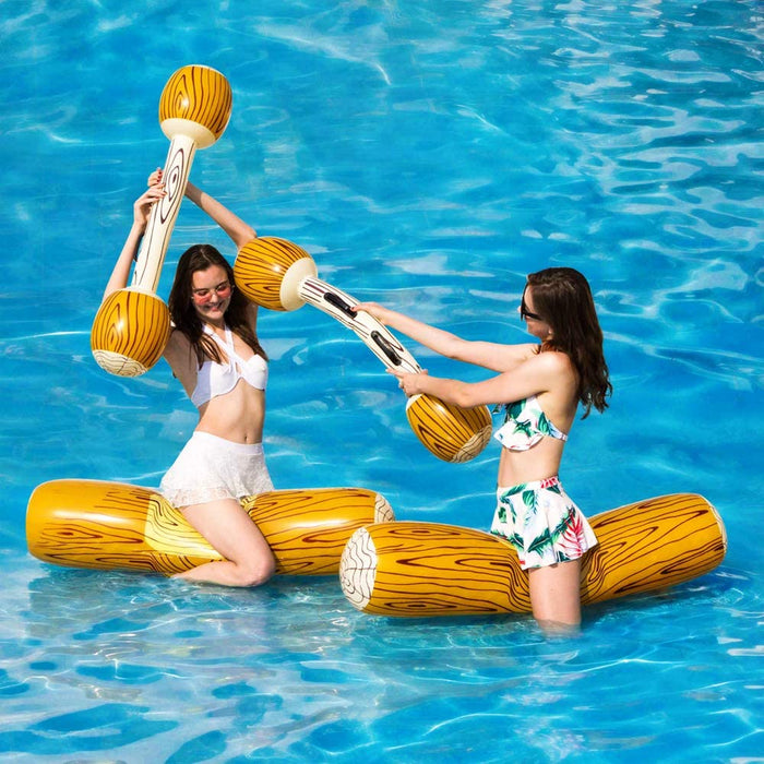 2 Stück gesetzte aufblasbare Schwimm Reihe Spielwaren, Erwachsene Kinder-Pool-Party Wassersportspiele Lügen Flöße Float Spielzeug (Gelb)