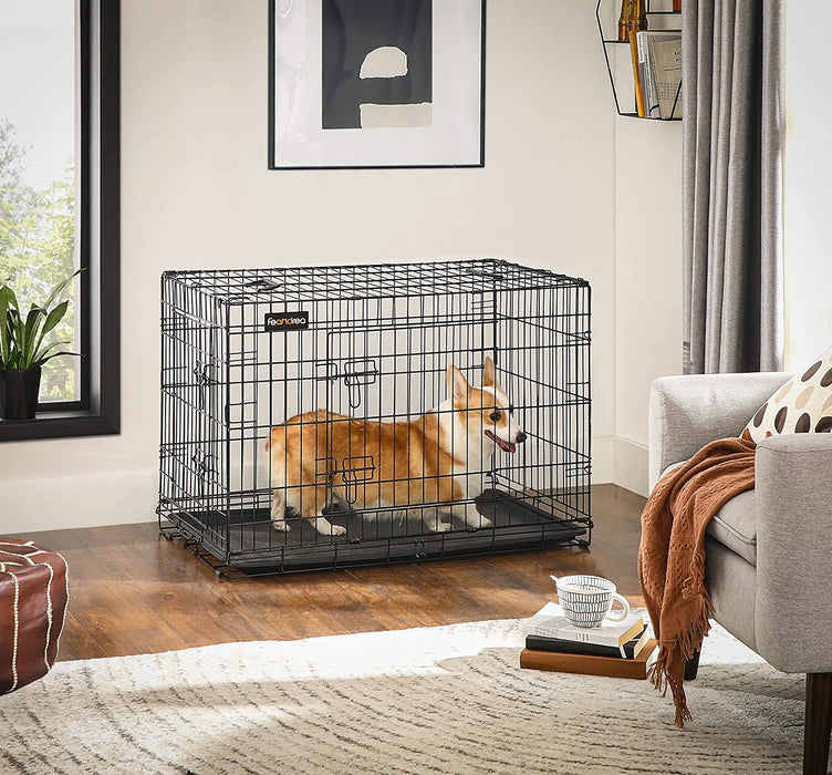 Hundekäfig, Hundebox, klappbar, 92,5 x 57,5 x 64 cm, schwarz