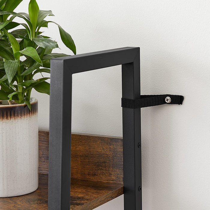 Bücherregal, Leiterregal mit 5 Ablagen, offen, Standregal, schmal, für Wohnzimmer, Schlafzimmer, Küche, Büro, Metallgestell, Industrie-Design