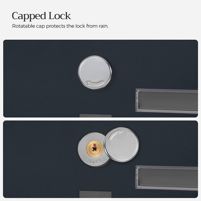 Briefkasten, Wandbriefkasten, Schloss mit Kupfer-Schließzylinder und drehbarer Abdeckung, Zeitungsfach, Sichtfenster, Namensschild-Halter abschließbar