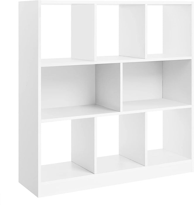Bücherregal, Würfelregal, Standregal, mit offenen Fächern, für Wohnzimmer, Arbeitszimmer, Kinderzimmer, Büro, als Raumteiler, 97,5 x 30 x 100 cm weiß