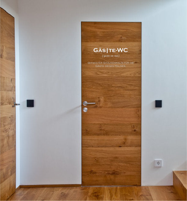Gäste Toiletten Aufkleber - 23x16 cm Tür Aufkleber Toilette WC Aufkleber Gäste WC - Unisex Tür - Sticker für Toilette