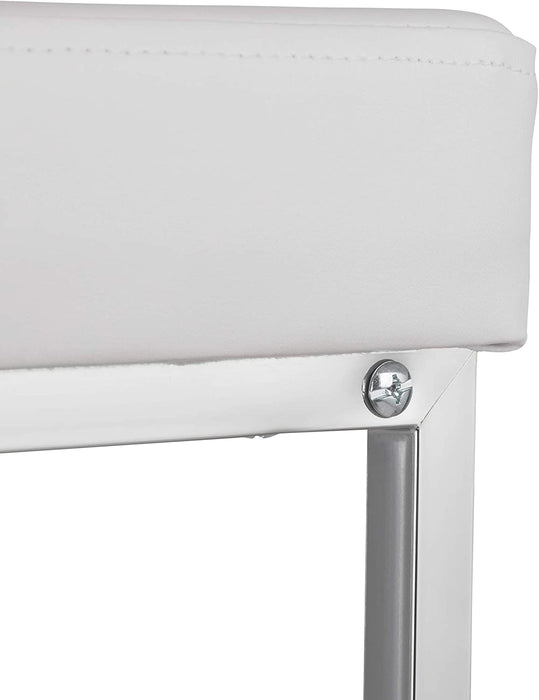 Weiß Hocker gepolstert, Kleiner Sitzhocker, Quadratisch, Polsterhocker mit Ablage, Badhocker, HBT 47x33x33cm
