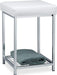 Weiß Hocker gepolstert, Kleiner Sitzhocker, Quadratisch, Polsterhocker mit Ablage, Badhocker, HBT 47x33x33cm