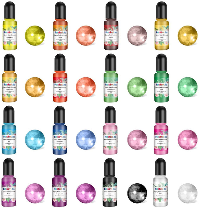 Epoxidharz Farbe - 16 Farben Flüssiger Epoxidharz Pigment Farbstoff für Epoxy Resin Kunst, Schmuckherstellung - Konzentrierte Epoxidharz Farben