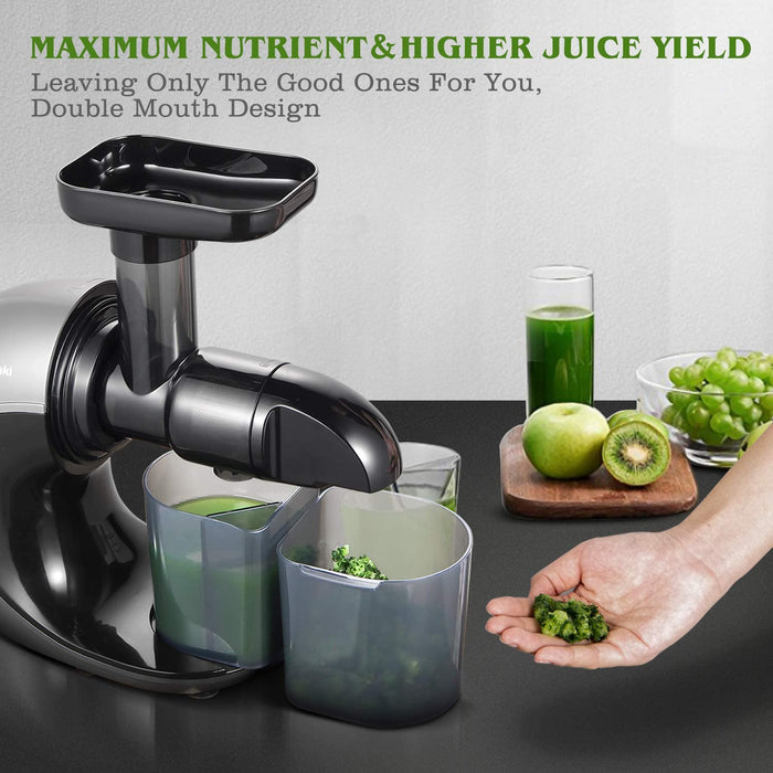 Entsafter Slow Juicer, Sunmaki Gemüse und Obst Profi Entsafter mit langsam, Kaltpress-Entsafter mit leisem Motor und Rückwärtsfunktion