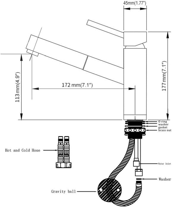Wasserhahn Küche/Bad Ausziehbar, küchenarmatur mit Brause, Spültischarmatur mit herausziehbarer Dual-Spülbrause, Armatur Bad 120° Schwenkbar Warm Kalt