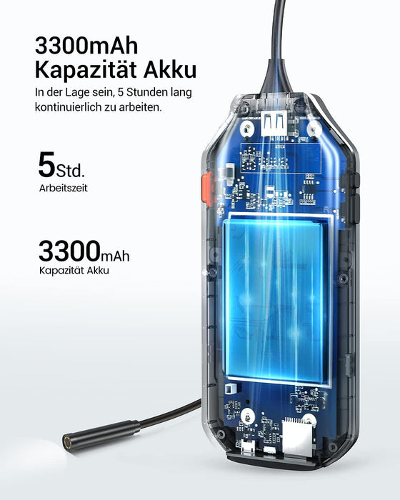 5.0MP Endoskop Kamera mit 4,5 Zoll IPS-Bildschirm, 1944P Digitales Endoskopkamera mit Licht, 8.5 mm dünne wasserdichte Inspektionskamera
