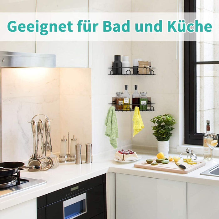 Duschregal Eckregal Dusche Badregal Ohne Bohren Shampoo Halterung Duschkorb Mit 4 Haken Shower Caddy für Dusche Küche Badezimmer Toilette Dusch