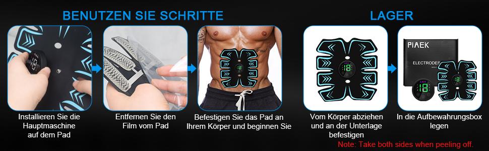 EMS Muskelstimulator Trainingsgerät, Bauchmuskeltrainer Elektrostimulation Muskelstimulation USB Wiederaufladbar für Damen Herren