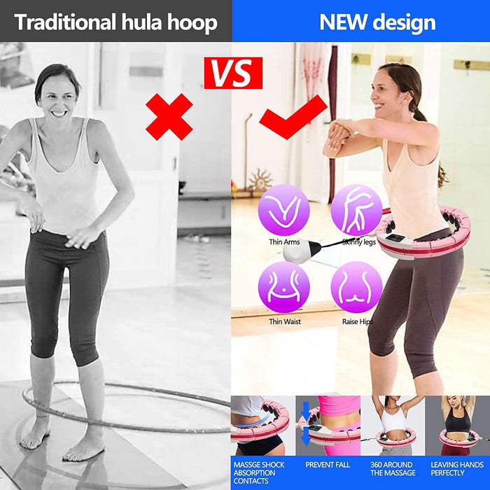 Smart Hula Hoop Abnehmbarer Hula Hoop, Verstellbarer Hula Hoop mit 14 abnehmbaren Teilen, Hula Hoop Reifen, Fitness Massage Hula Hoop, Nicht Geeignet Für Personen über 90 kg-Rosa
