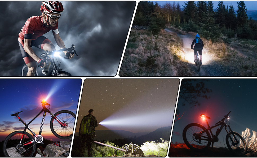 Fahrradlicht LED Set - USB Wiederaufladbare Fahrradlichter Fahrradlampe mit Automatischem Lichtsensor - Wasserdicht Frontlicht Rücklicht