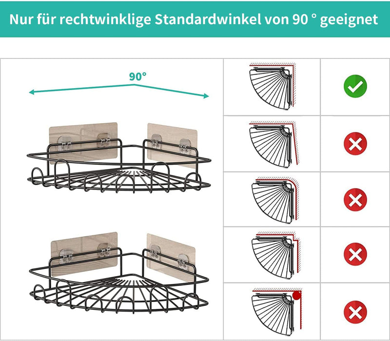 Duschregal Eckregal Dusche Badregal Ohne Bohren Shampoo Halterung Duschkorb Mit 4 Haken Shower Caddy für Dusche Küche Badezimmer Toilette Dusch