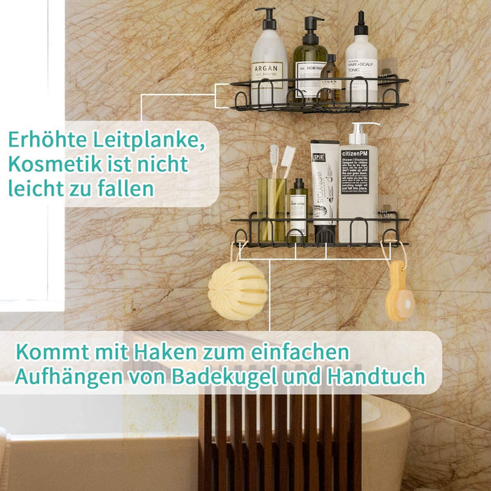 Duschregal Eckregal Dusche Badregal Ohne Bohren Shampoo Halterung Duschkorb Mit 4 Haken Shower Caddy für Dusche Küche Badezimmer Toilette Dusch