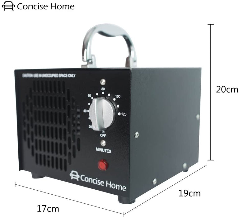 Concise Home Kommerzieller Ozonisator, industrieller Ozon Luftreiniger, Luftsterilisator Ozone Generator, Luftverbesserer, schwarz (schwarz, 5000mg)