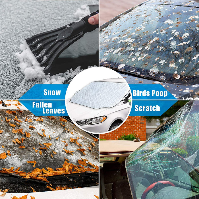 Frontscheibenabdeckung Auto Magnetisch, Windschutzscheibe Abdeckung mit Reflektierenden Rückspiegelabdeckungen, Ultra-Dicke Autoabdeckung