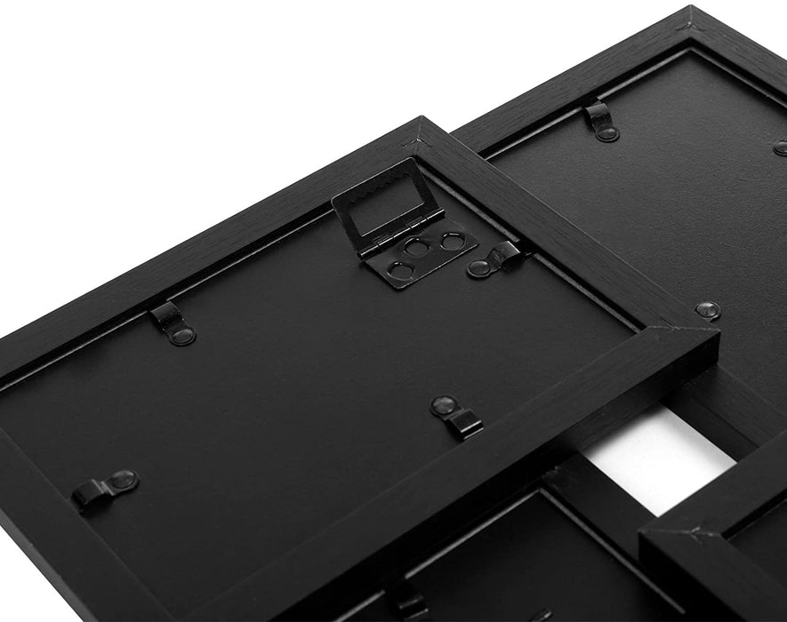 Bilderrahmen Collage für 4 Fotos, 10 x 15 cm, Wandmontage Fotogalerie Display, mit Glasscheibe, Schwarze Holzmaserung