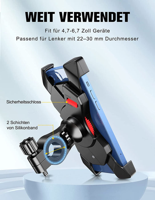 Handyhalterung Fahrrad Anti-Shake 360° Rotation Fahrradhalterung Handy, Motorrad Fahrrad Lenker Kompatibel